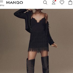 Mango tweed beaded mini skirt